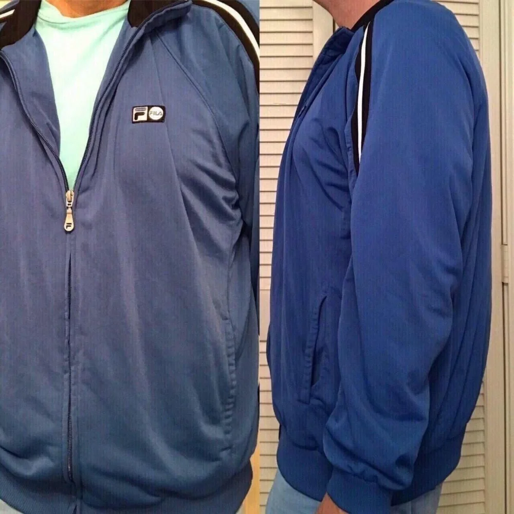FILA BLUE JACKET ZIPUP TENNIS GYM WORKOUT XL FALL COLLEGE SPRING ITALY